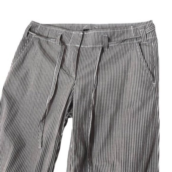J Crew City Fit Pants Sz  0 Brown Cream Pinstripe Wide Leg Preppy Waist Tie - Picture 3 of 8